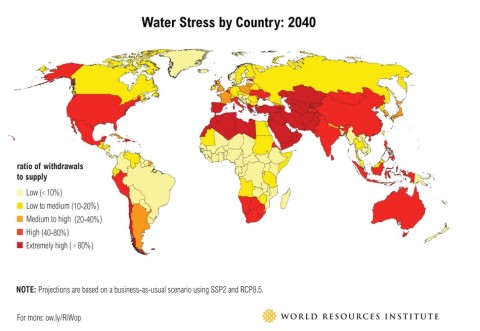 World’s Most Water Stressed Countries by 2040